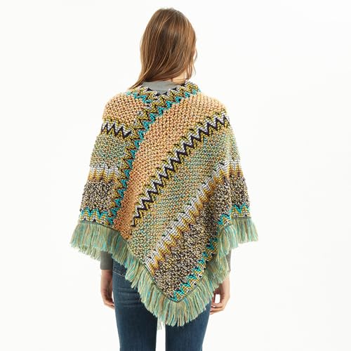 Women's Knit Tassel Fringed Pullover Poncho Sweater Cape Shawl Wrap Winter Warm Long Large Scarves Open Front Poncho Cape3