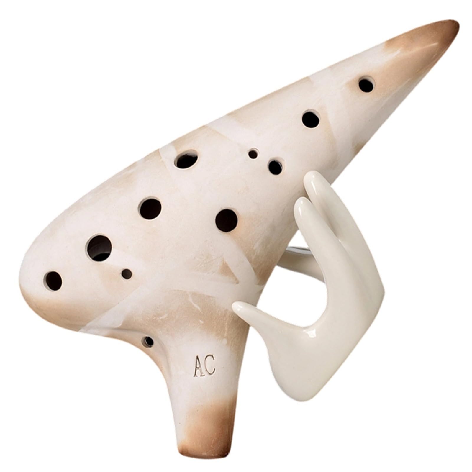 Ocarina In Ceramica Ocarina 12 fori AC Alto C chiave Strumento per principianti con prestazioni professionali(White)