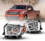 WOLFSTORM Headlight Assembly Fit for 2014 2015 2016 2017 Toyota Tundra,LED DRL Design,Headlight Replacement for 14-17 Toyota Tundra,1 Pair Clear Lens