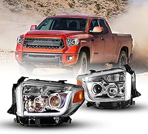 WOLFSTORM Headlight Assembly Fit for 2014 2015 2016 2017 Toyota Tundra,LED DRL Design,Headlight Replacement for 14-17 Toyota Tundra,1 Pair Clear Lens