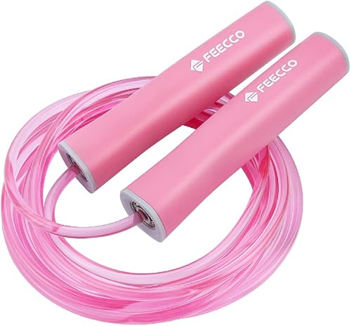 FEECCO - Cuerda de saltar para niños, cuerdas de saltar de color rosa y azul para niñas y niños de 3 a 12 años de edad, con cuerda de longitud