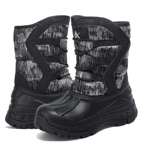 TORISKY Botas de nieve para Niños Calentar Forrados de Piel Botas Impermeables y Antideslizante Invierno Botas Unisexo(T5-Black 37EU)