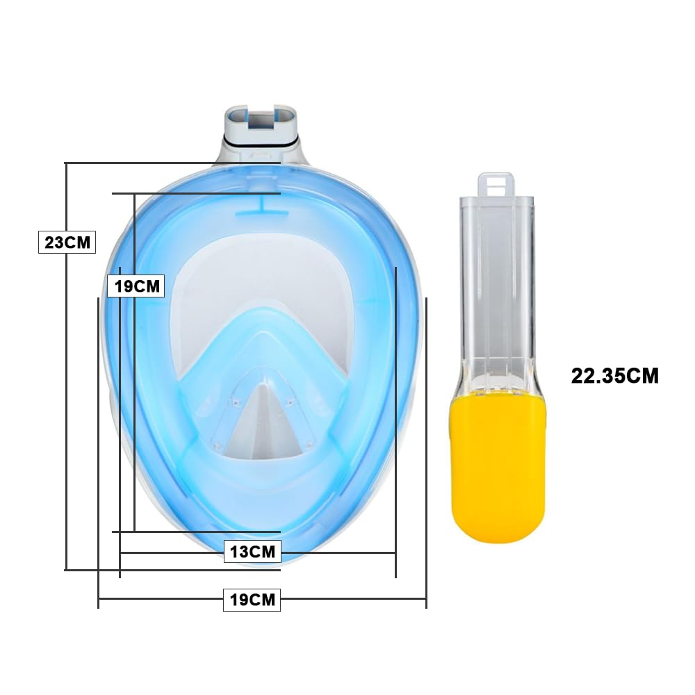 Máscara de buceo, cara completa de 180°, máscara de buceo, respiración libre, tecnología antigolpes y antifugas, con diadema ajustable, adecuada para adultos, adolescentes, niños