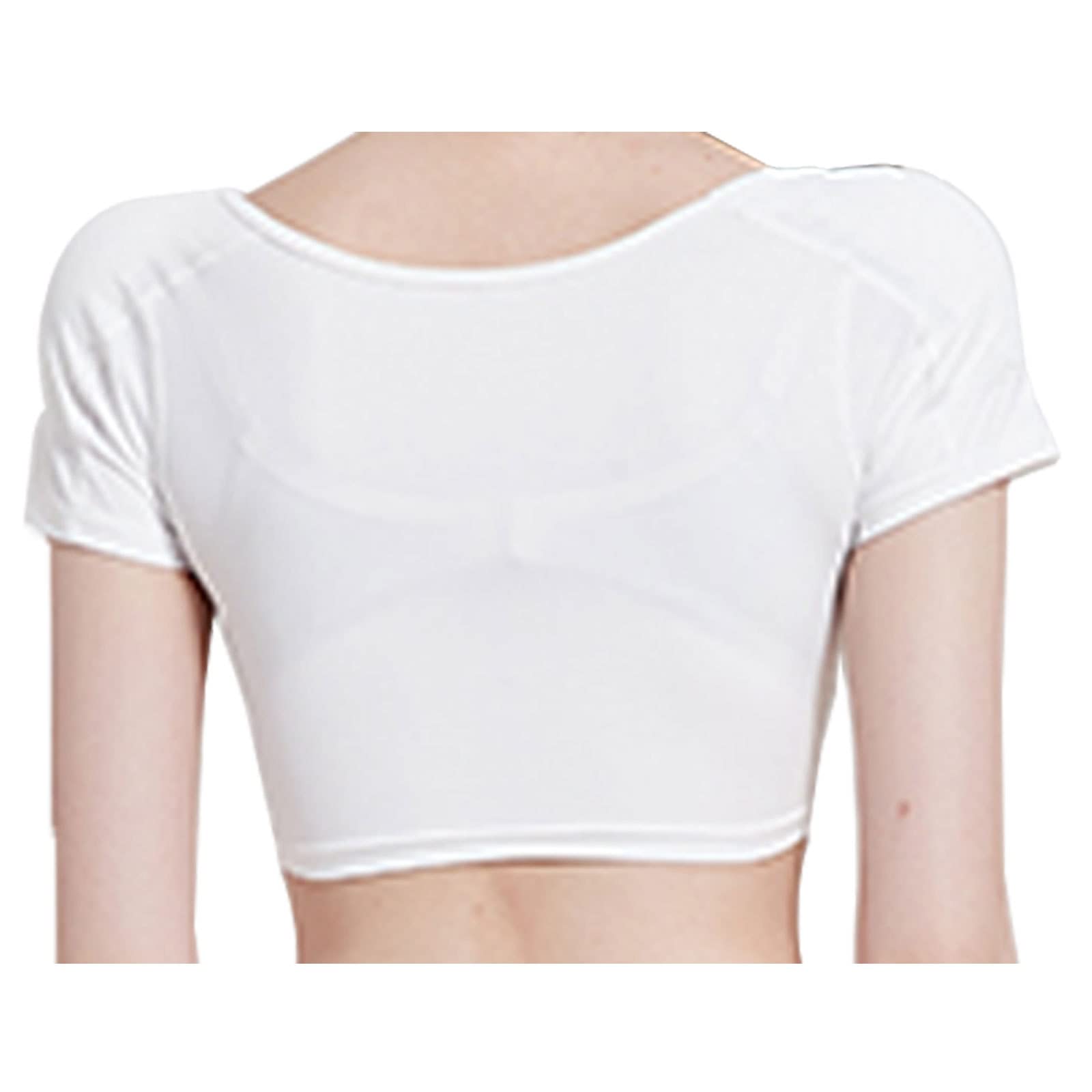 SNPP Magliette Sexy Casual a Maniche Corte Push-up 2 in 1 con Spallina incorporata,White-L