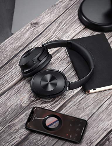 Mpow H12 Noise Cancelling Headphones Bluetooth, Wireless/Wired Headphones Over Ear with Microphone, Hi-Fi Deep Bass, Memory-Protein Earmuffs, 30H Playtime for TV, Travel, Online Class, Home Office