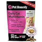 Cat Multivitamin Crunchy & Creamy Chews - Cat Treats for Health + Immune, Joint Support, Skin & Coat, & Digestion - Vitamins with Omega 3s, Lysine & Probiotics (30 Day Supply)