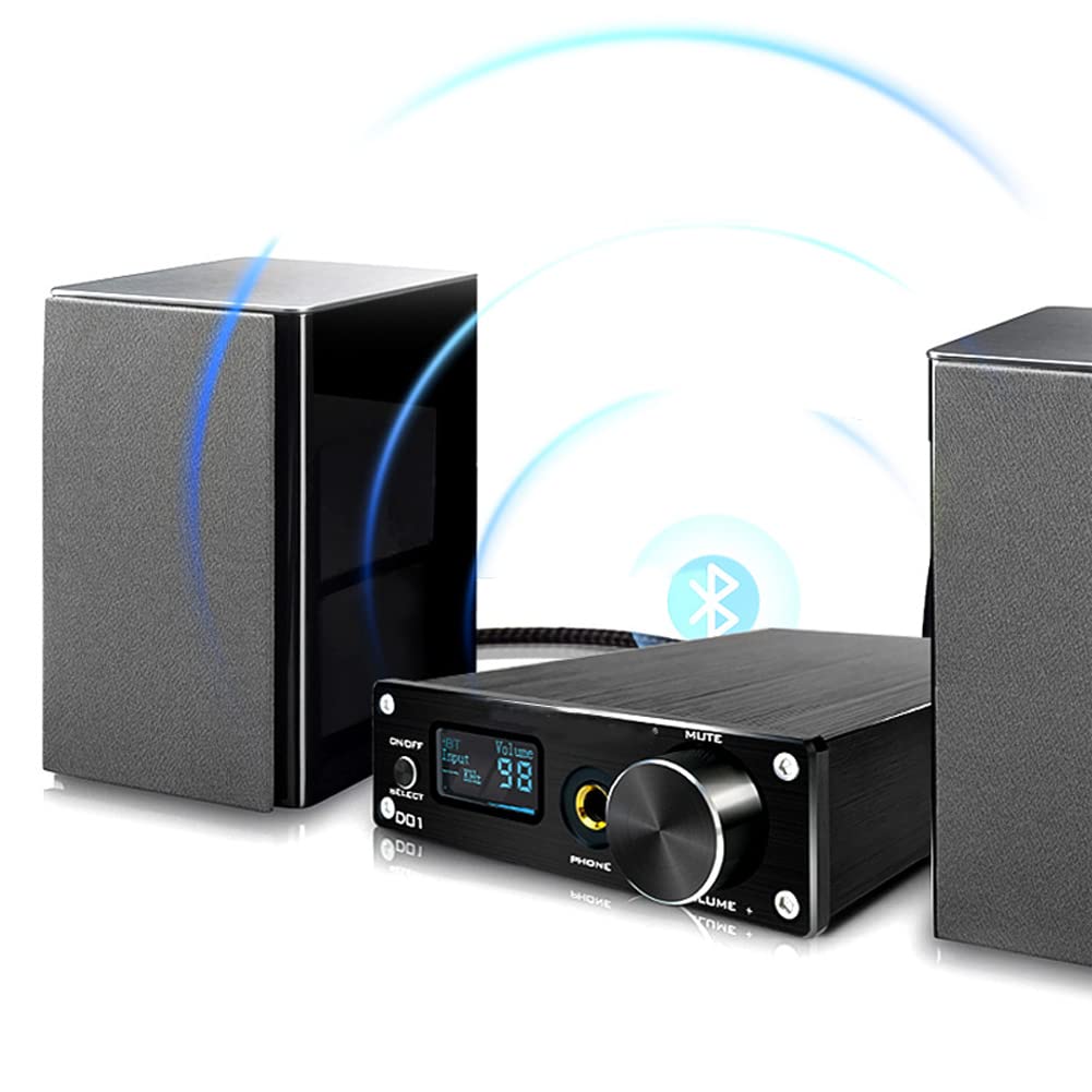 Decoder Audio DAC BT 5.0, convertitore Audio da Digitale ad analogico, Amplificatore di Potenza Sonora con interfaccia USB/Fibra Ottica/coassiale/RCA/6,35 mm, per Altoparlanti passivi Domestici