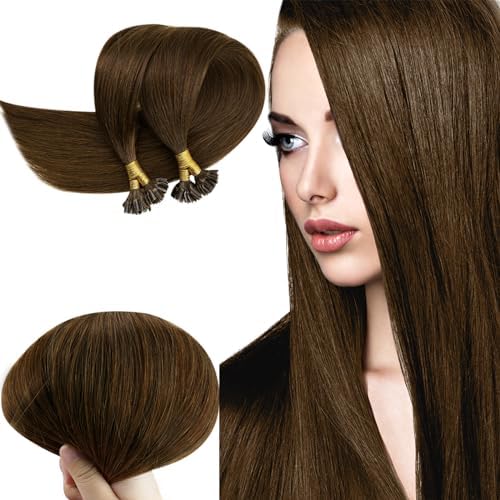 RUNATURE Balayage Micro Ring Hair Extensions Brown to Blonde Micro Loop Hair Extensions Ombre Human Hair Micro Beads Hair Extensions 14 Inch 50g 1g/Strand