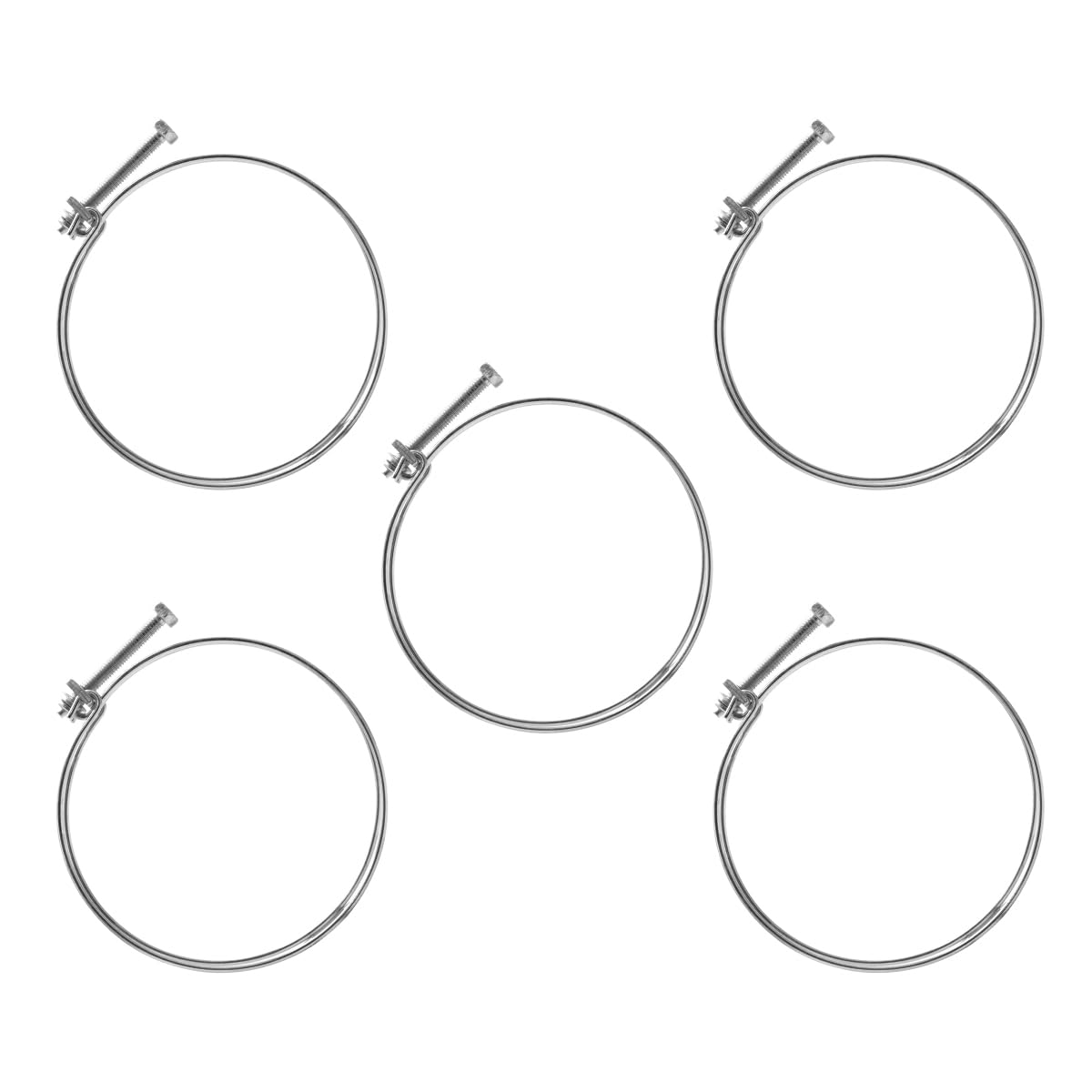 POWERTEC 70218 6 Inch Double Wire Hose Clamp with Bolt, Adjustable Hose Clamps for Dust Collection Hose, Dust Collection System Accessories, Dryer Vent Hose & Leaf Vacuum Hose, 5 pk (Color May Vary)