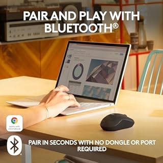 Logitech M240 Silent Bluetooth Mouse, Wireless, Compact, Portable, Smooth Tracking, 18-Month Battery, for Windows, macOS, ChromeOS, Compatible with PC, Mac, Laptop, Tablets - Graphite