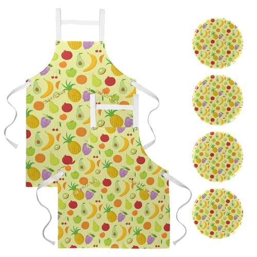 Tablier de serveuse fruits multicolores pour bistrot et bar