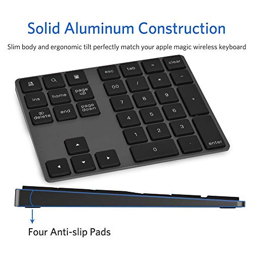 Bluetooth Number Pad, MEIKON Aluminum Wireless Numeric Keypad Slim 34-Keys External Numpad Keyboard Data Entry Compatible for MacBook, MacBook Air/Pro, iMac Windows Laptop Surface Pro etc - Thumbnail 3