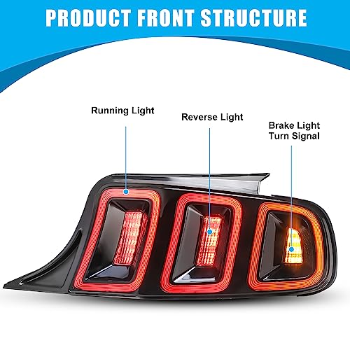 Cpw Led Tail Lights Assembly Compatible With 2010 2011 2012 2013 2014 Ford Mustang Red Lens Rear Sequential Turn Signal Brake Lamp Taillights Replacement Light 1 Pair #TOP1