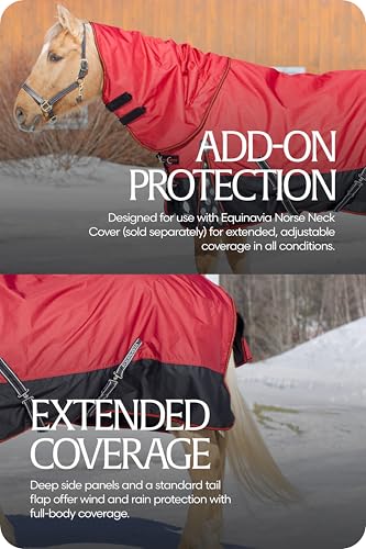 Image of Equinavia Norse Horse Blanket Waterproof, Dry, Lightweight Turnout Blanket | Breathable Turnout Horse Sheets for Real Horses for Wet Mild Weather Use, Durable, No Fill Rain Protection, Outdoor Coverage