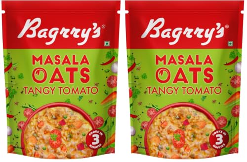 Image of Bagrry's Masala Oats- Tangy Tomato 500g | Source of Protein & Fibre | Helps Manage Weight | Everyday Tasty Snack | All Natural | Instant Oats | Non- GMO | Made With 100% Whole Grain Oats | No Preservatives