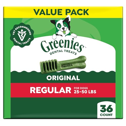 Greenies Veterinarian-Recommended Adult Natural Dental Dog Treats Regular Size, Dog Dental Chews,...