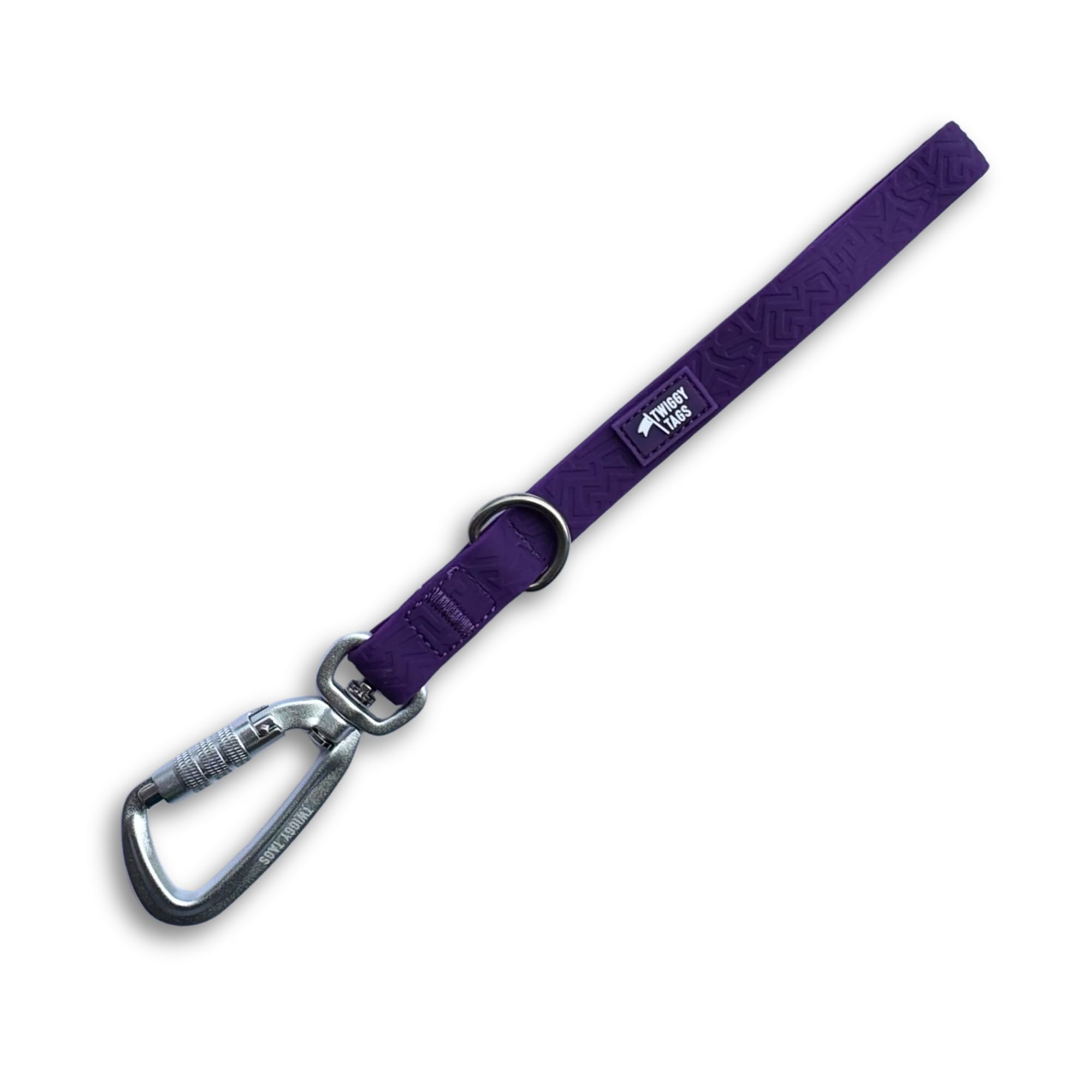 Twiggy Tags Tidal Dog Grab Handle | 100% Waterproof Dog Lead Grab Handle Easy Clean | Locking Carabiner, Durable | Suitable For All Dog Breeds | Wipe-Clean, Stink-Proof | 1ft | Amethyst, Purple