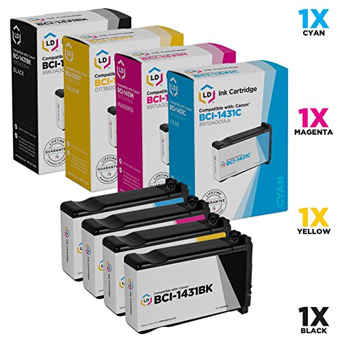 LD Compatible Ink Cartridge Replacement for Canon BCI-1431 (Black, Cyan, Magenta, Yellow, 4-Pack)