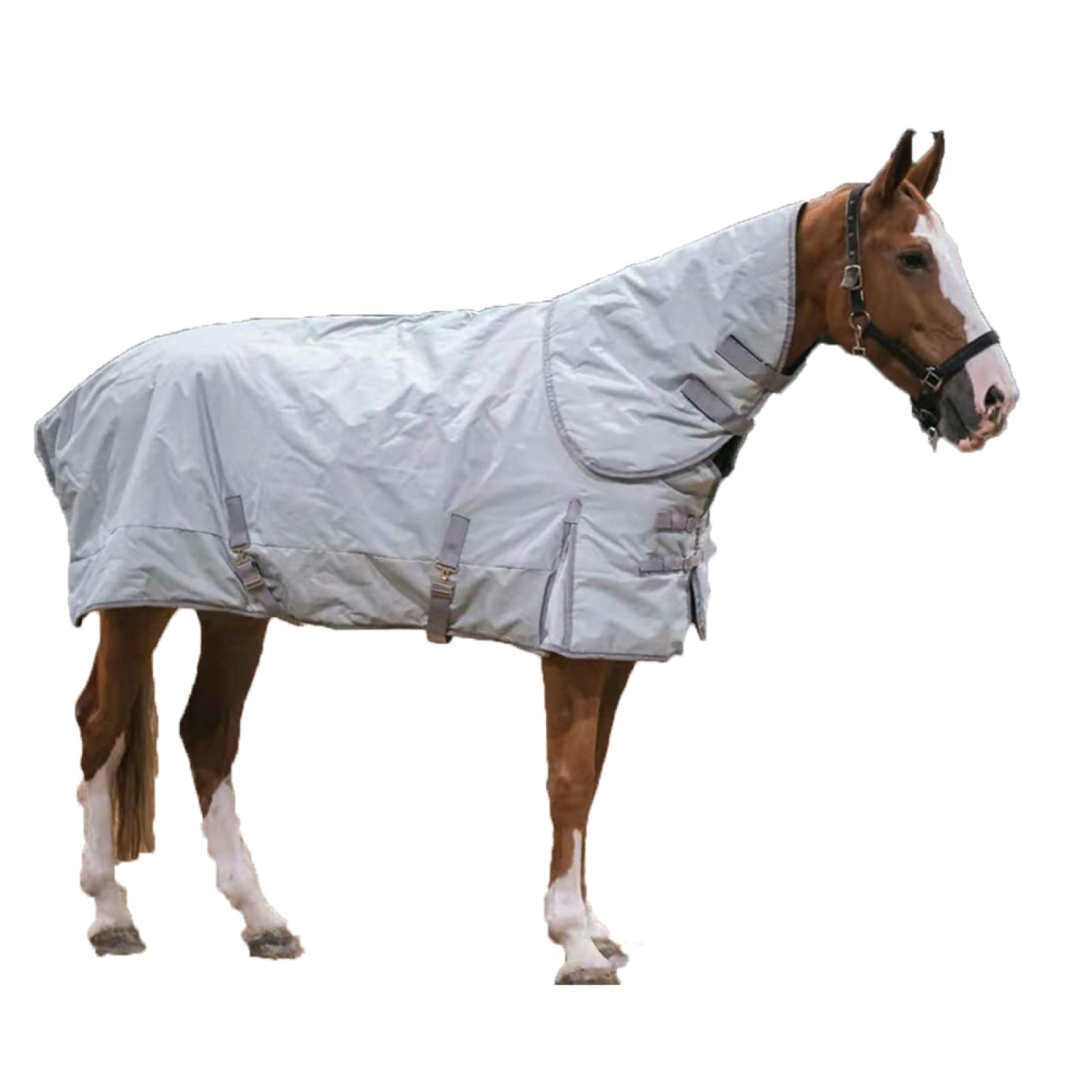 WYZPA Mantas para Caballos Invierno, 900d, Blanco, Cuello Extraíble, Manga Envuelve La Manta, Mantiene La Ropa Abrigada para Caballos, Manta Impermeable para Invierno, Manta para Caballos,115cm/45in