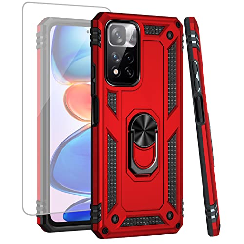 Coque Redmi Note 11 Pro 5G antichoc rouge avec verre trempé intégrale