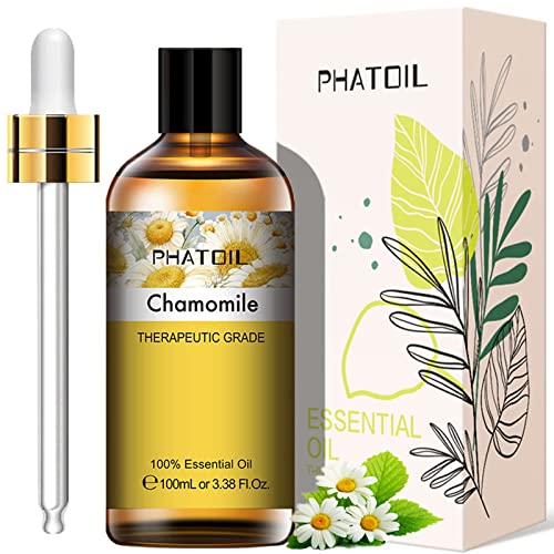 PHATOIL Huile Essentielle Camomille Romaine 100 ml, Huile Essentielle 100% Pure Naturelle pour Diffuseur Humidificateur, Huiles de Parfum pour d'Aromathérapie, Relaxation, Sommeil, Massage