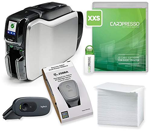 Karteo Zebra ZC300 [ P Z ZC31 000C000EM00 ] Impresora de Tarjetas | Kit con Tarjetas de plástico cámara y Software