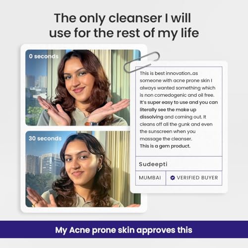 Image of The Solved Skin Effortless Melting Cleanser | Removes Kajal, Sunscreen & Waterproof Makeup in One Step | Oil free, Non Comedogenic | Designed for Sensitive & Acne-Prone Skin 60 ml (Pack of 1)