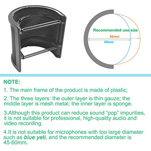 Mikrofon Mic Pop Filter mit Schaumschicht Windschutzscheibe Windschild Windschutz für Studio - Image 8