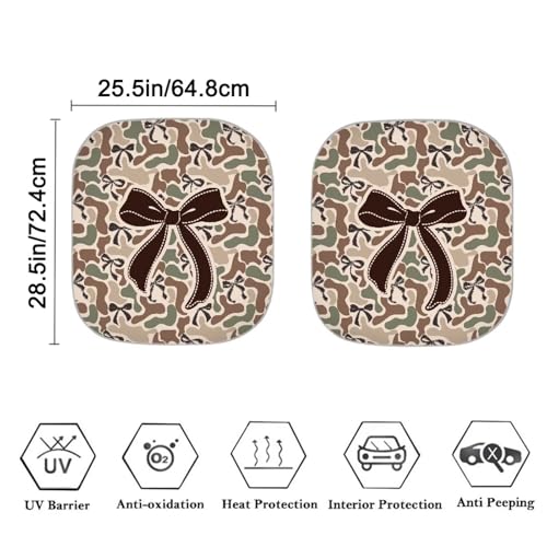 Image of Windshield Sun Shade Foldable Brown Camo Bow Auto Front Window Sunshades for Most Windshield, Auto Sun Heat and UV Rays Blocker Keep Your Car Cool, 28.5 inchx25.5 inch
