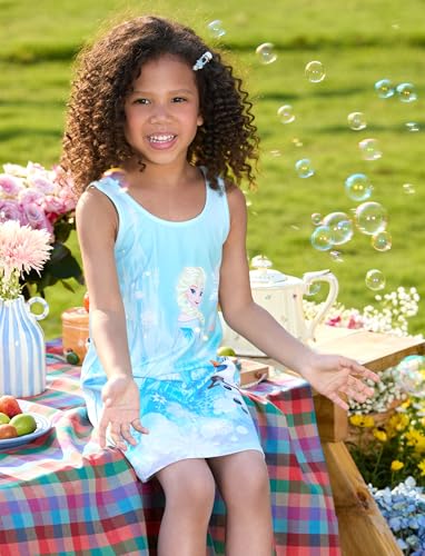 Image of Disney Stitch Princess Frozen Elsa Minnie Mouse Girls Tank Dress Sleeveless A-Line Sundress Summer Beach Clothes 2-9 Years