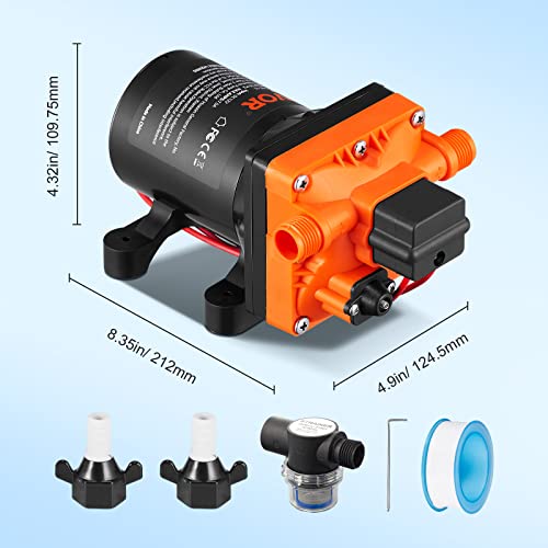Vevor WATER DIAPHRAGM PUMP 55PSI Water Diaphragm Pump, 12V Dc, 3.5 Gpm Flow, 55 Psi Rated Pressure (40-80 Psi Adjustable), 1/2 Inch Mnpt Self Priming Sprayer Pump With Pressure Switch For Rv Camper Marine Boat Lawn thumb #6