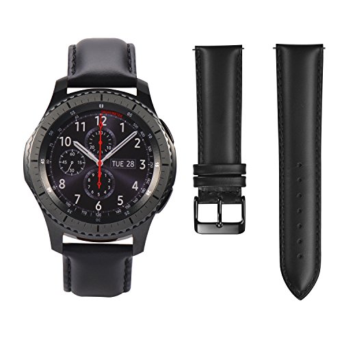 Gear S3 Frontier / Galaxy Watch (46Mm) Bands With Quick Release Pins, 22Mm Genuine Leather Replacement Smart Watch Band For Samsung Gear S3 Classic Smartwatch (Black & Brown With Black Clasp) #TOP3