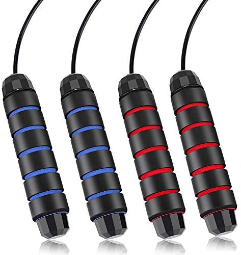 Qunlions life Jump Rope, Ball Bearings Tangle-Free Rapid Speed Cable Skipping Rope, Adjustable Jumping Ropes with Memory Foam Antiskid Handles for Men, Women and Kids - 2 Pack