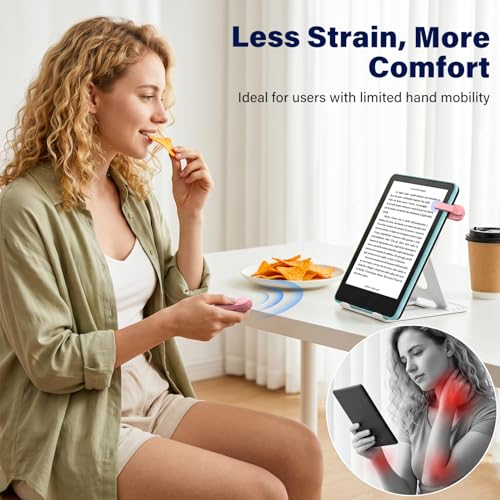 Image of Case-Friendly Page Turner for Kindle Paperwhite Oasis Kobo eReaders | Camera Camcorder Remote Controls, Page Turner Clicker for ipad Tablets Reading Novels with Wrist Strap Storage Bag