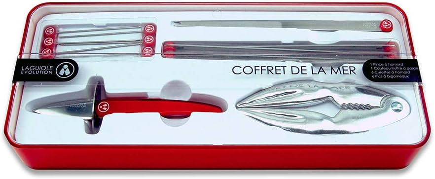 Laguiole Evolution 14-Piece Acidule Seafood Tool Set, Red