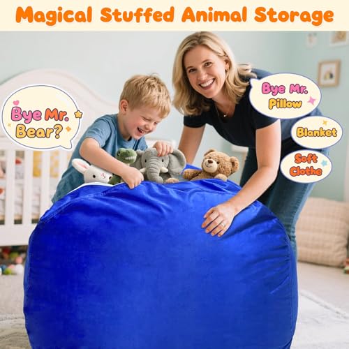 image for Lukeight Stuffed Animal Storage Bean Bag Chair Cover - Premium Velvet 