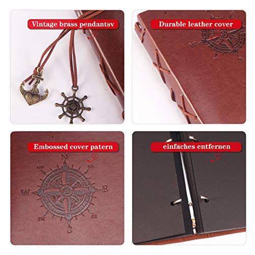 RYMALL Fotoalbum zum Selbstgestalten,Leder Fotoalbum Retro Scrapbook Album Scrapbooking Album 22 * 18cm DIY Vintage… – Bild 3