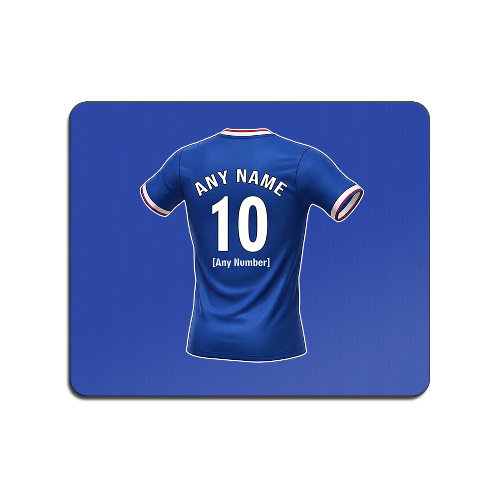 UNIGIFT Personalised Gift - Glasgow Royal Blue Fan 3mm Blue Mouse Pad (Football Jersey Design) Custom Name Mat - Govan G51 Club