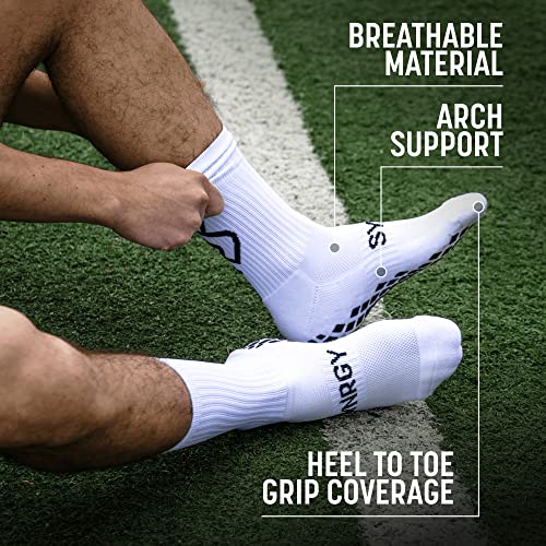 Anti Slip Grip Socks for Soccer, Football, Hockey with Interior and Exterior Grip for Men and Women (White)4