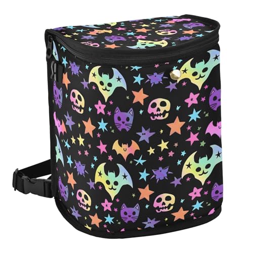 Image of MNSRUU Car Trash Can with Lid, Bats and Stars Car Trash Bag Hanging Organizers and Storage for Front Back Seat, Leak-Proof Trash Bin