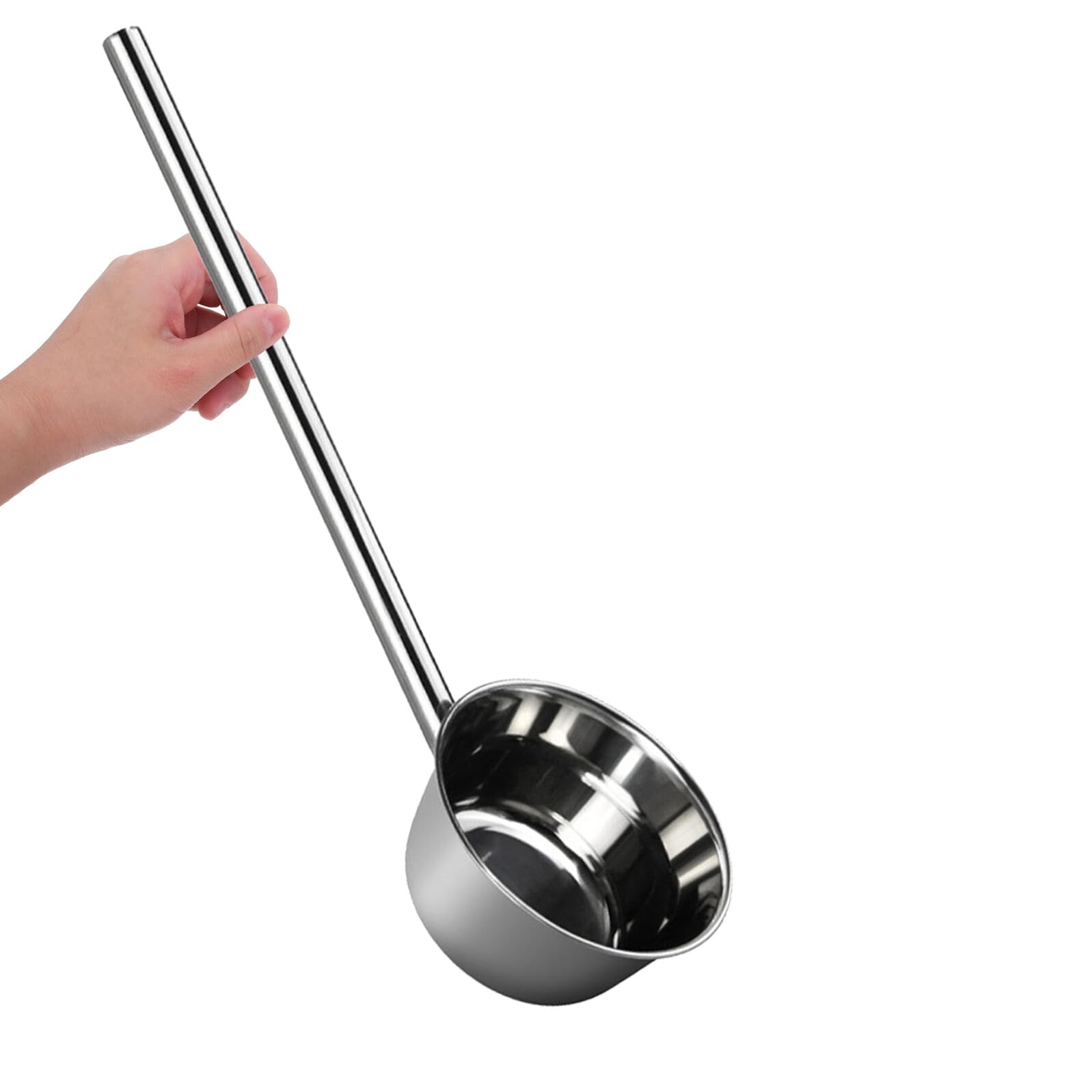 Vaguelly Cucharón de agua de mango de 58 cm de largo, de acero inoxidable, para riego de jardín, cucharón de agua grande, cuchara de sopa, cuchara de aceite, cucharón de cocina