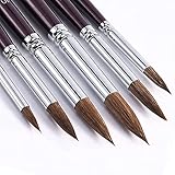 Kolinsky Sable Watercolor Brushes - 9pcs Round Pointed Tip Artist Detail Sable Paint Brushes for Watercolor Acrylics Inks Gouache Tempera Painting