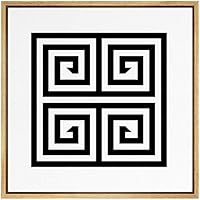 SIGNWIN Framed Canvas Wall Art Optical Illusion Line Art in a Symmetrical Squares Geometric Shapes Illustrations Modern Fun Black and White for Living Room, Bedroom, Office - 16x16 inches