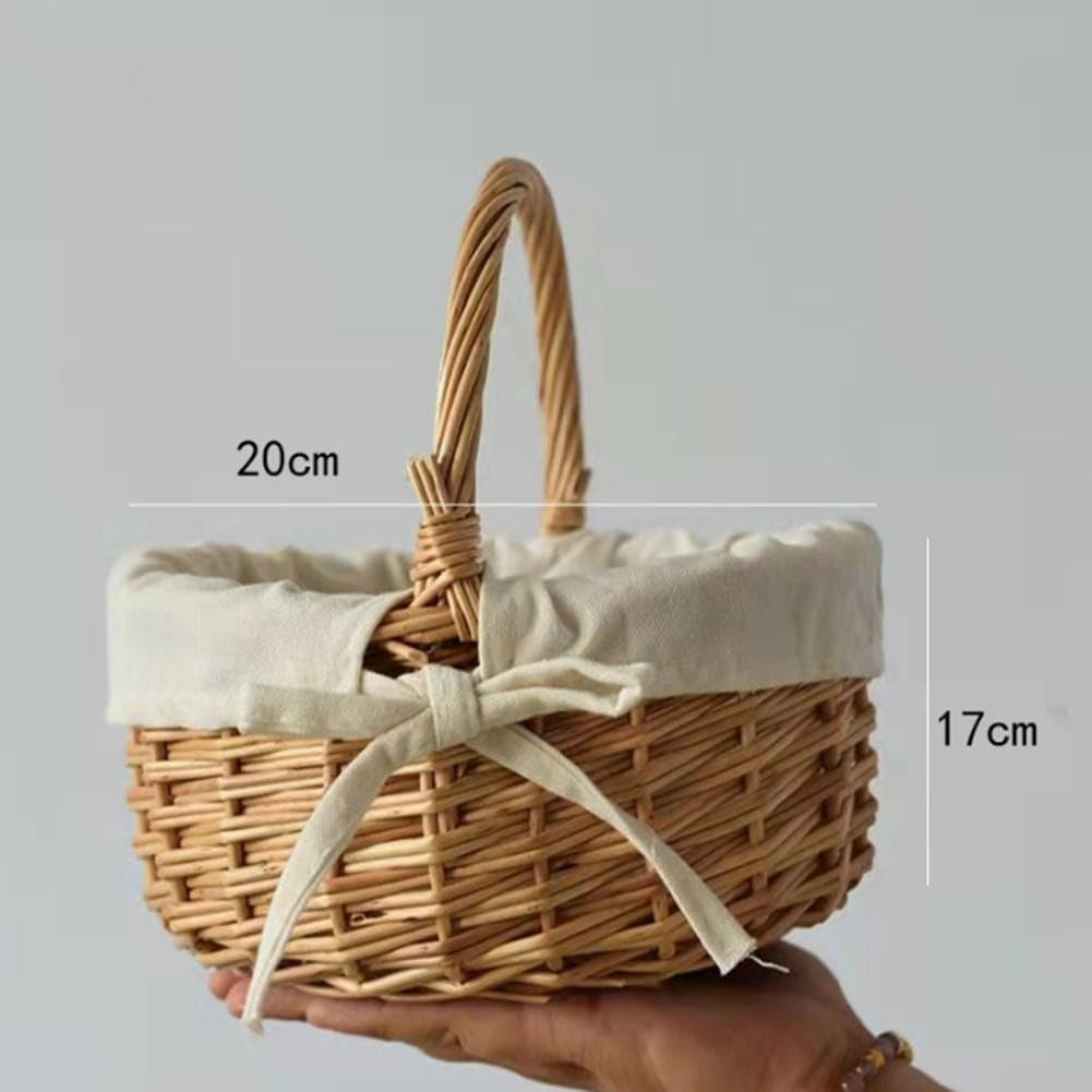 Cesto portaoggetti in salice naturale, 20 cm, design fatto a mano | Rattan intrecciato a mano, dimensioni compatte 20 x 17 cm, manico robusto, contenitore per giocattoli da picnic per bambini
