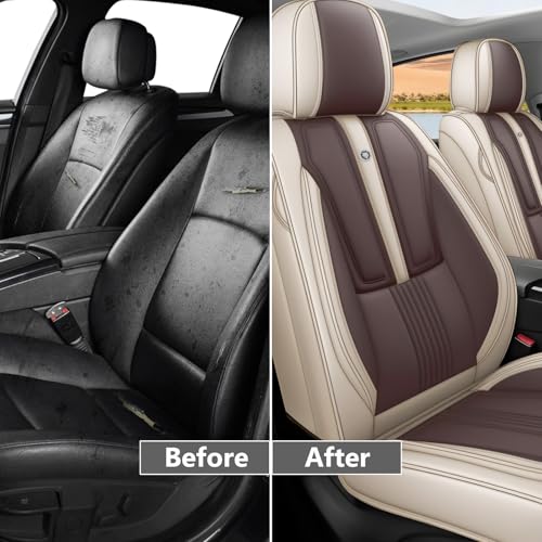 Image of Custom Car Seat Covers for Chevy Blazer 2019-2026,Easy install,Beige Brown | nappa leather seat protector,full coverage seat covers,all weather seat cover,waterproof,anti-slip,easy clean,2 seat Standard