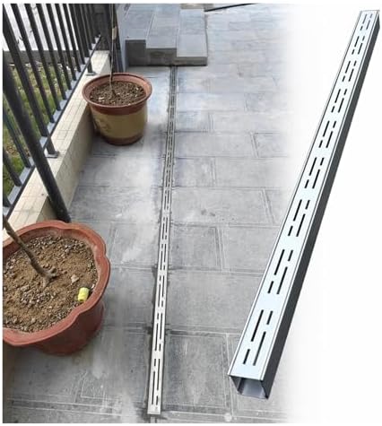 2-in Slim Channel Drain Kit, 2m Stainless Steel Linear Shower Drain for Driveway & Pool Deck, Jointable Grate Pipe & Sewer Cover, Efficient Water Drainage Solution