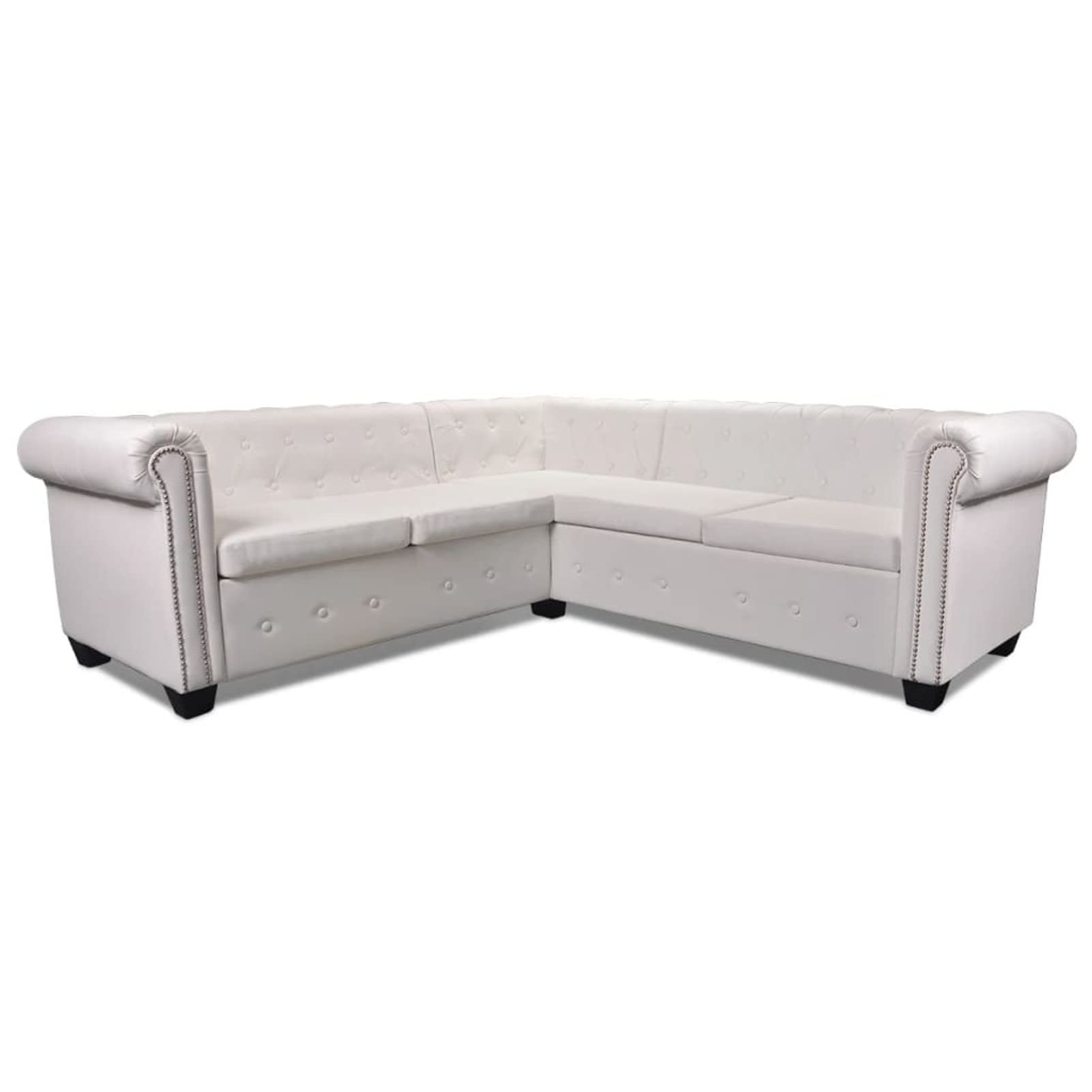 Homgoday Divano Chesterfield ad Angolo 5 Posti in Pelle Artificiale Bianca, Moderno, Ecopelle, Vintage, in Offerta, Sofa