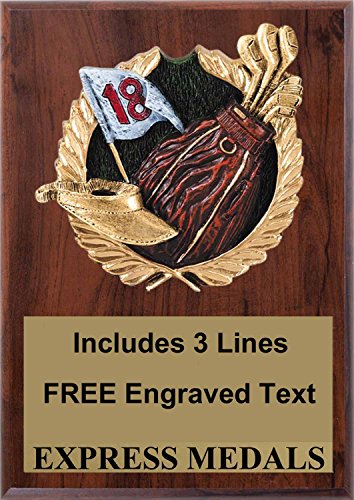 Express Medals 5 inch x 7 inch Golf Plaque Trophy Award with Free Engraving