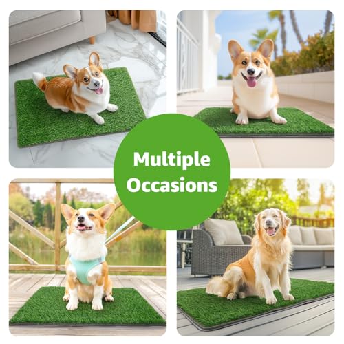 Image of Dog Grass Pad with Tray, 18x30 Dog Litter Box for Patio Balcony Apartment