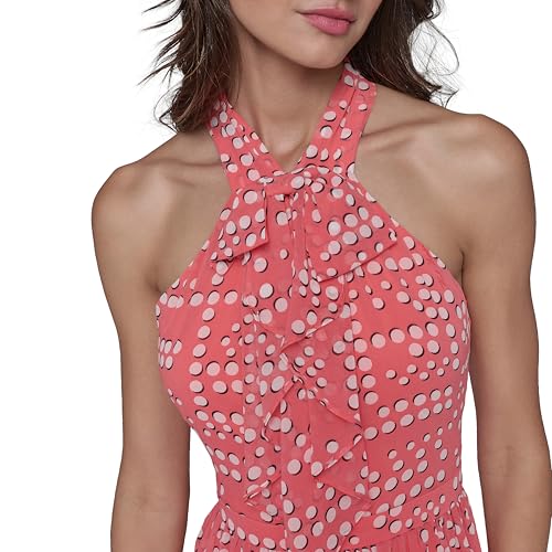 Image of Karl Lagerfeld Women's Multi Color Sleevelss Mock Neck Midi Dress